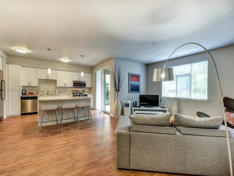 Living Room with Wood Inspired Floors