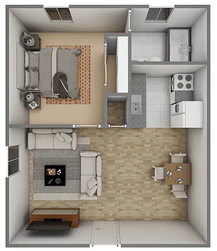 Floor plan 1x1 Apt. Reno