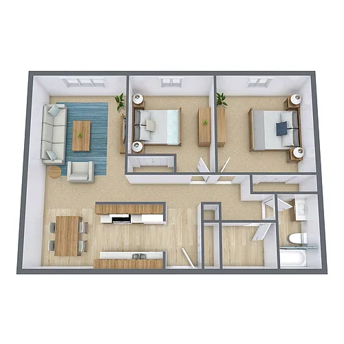 Floor plan Two Bedroom 21A