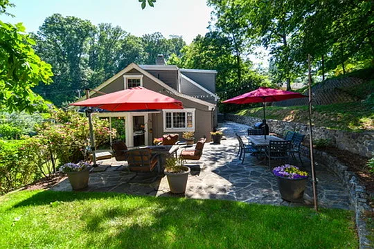 Dining table, firepit table, and Traeger smoker