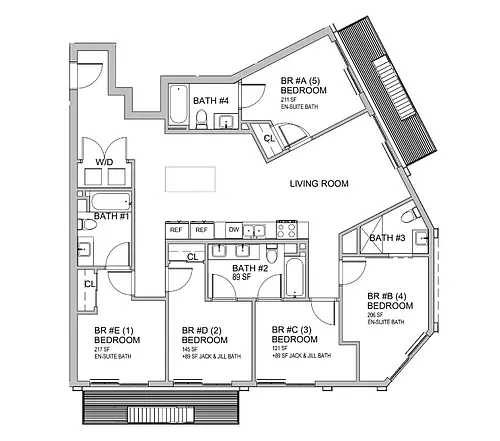 Floor plan Shared Apartment - Private suite Shared bathroom