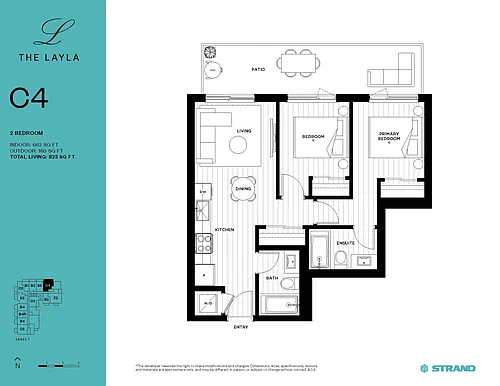 Floor plan 2 BR + 2 BA