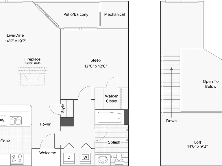 Auburn Loft | 1-Bedroom Floorplan Auburn Loft | 1-Bedroom Floorplan
