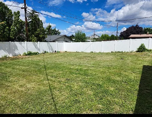 Fenced back yard.