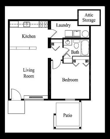 Floor plan 1 Bedroom Renovated