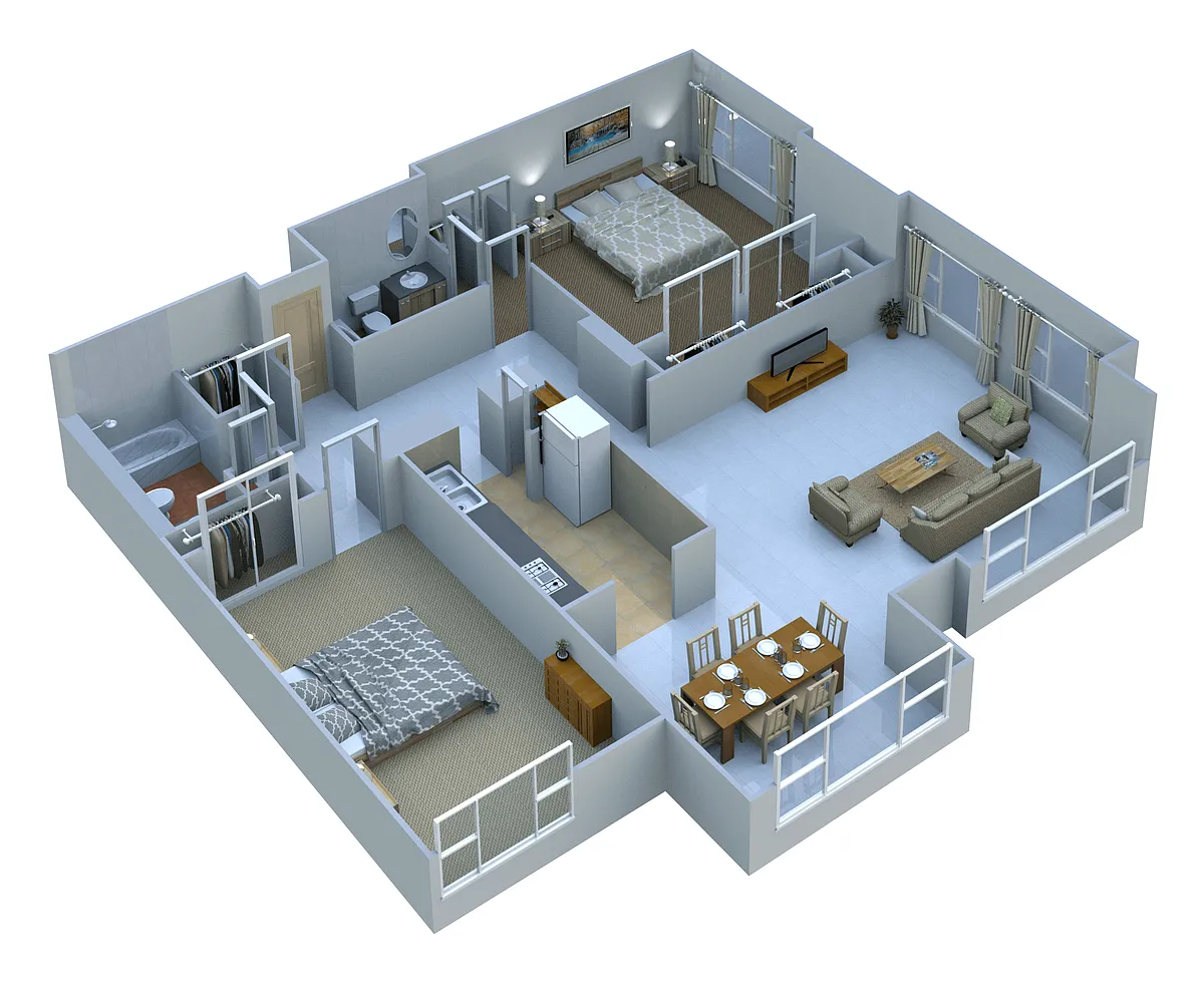 Floor plan Large Two Bedroom/Two Bath