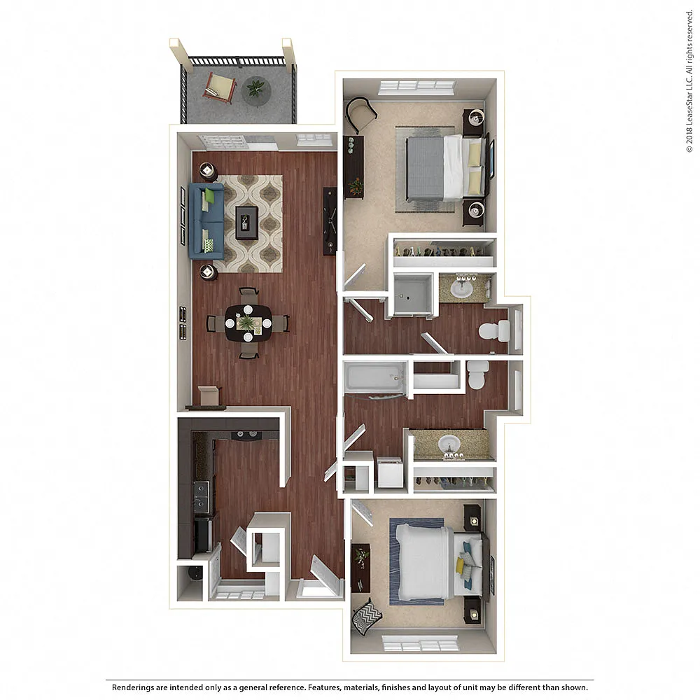 Floor plan 2BR/2BA E