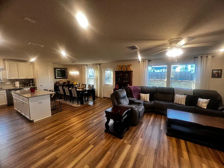 living, kitchen, and dining rooms