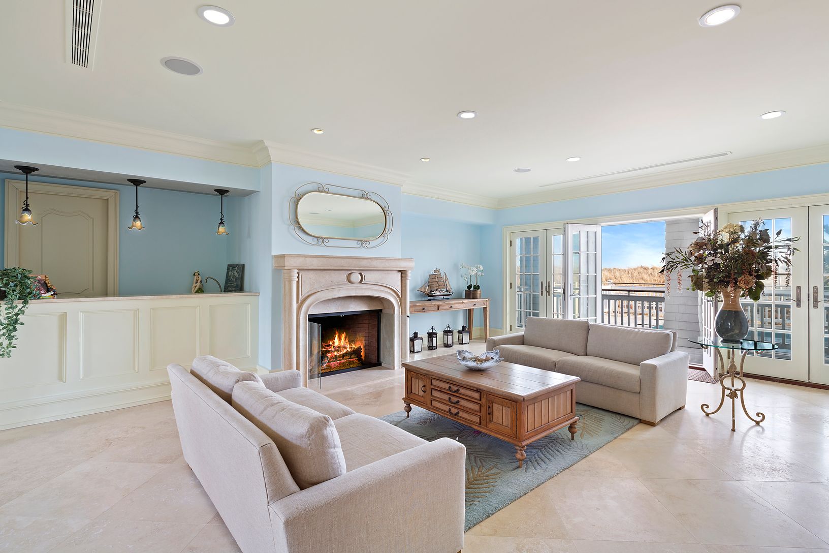  First Floor Living Room with Wet Bar and Gas Fireplace
