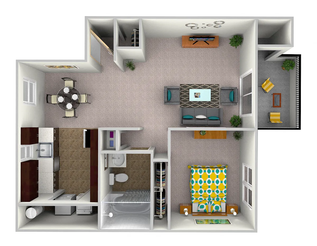 Floor plan 1x1 Lower