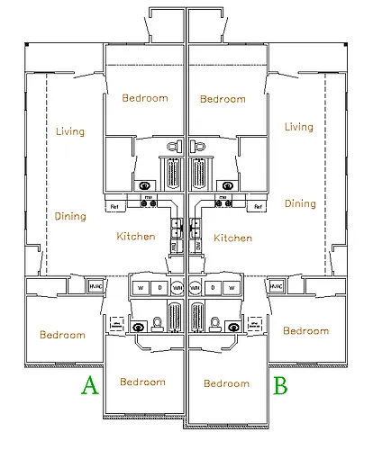 Floor plan 3 bedroom, 2 bathroom