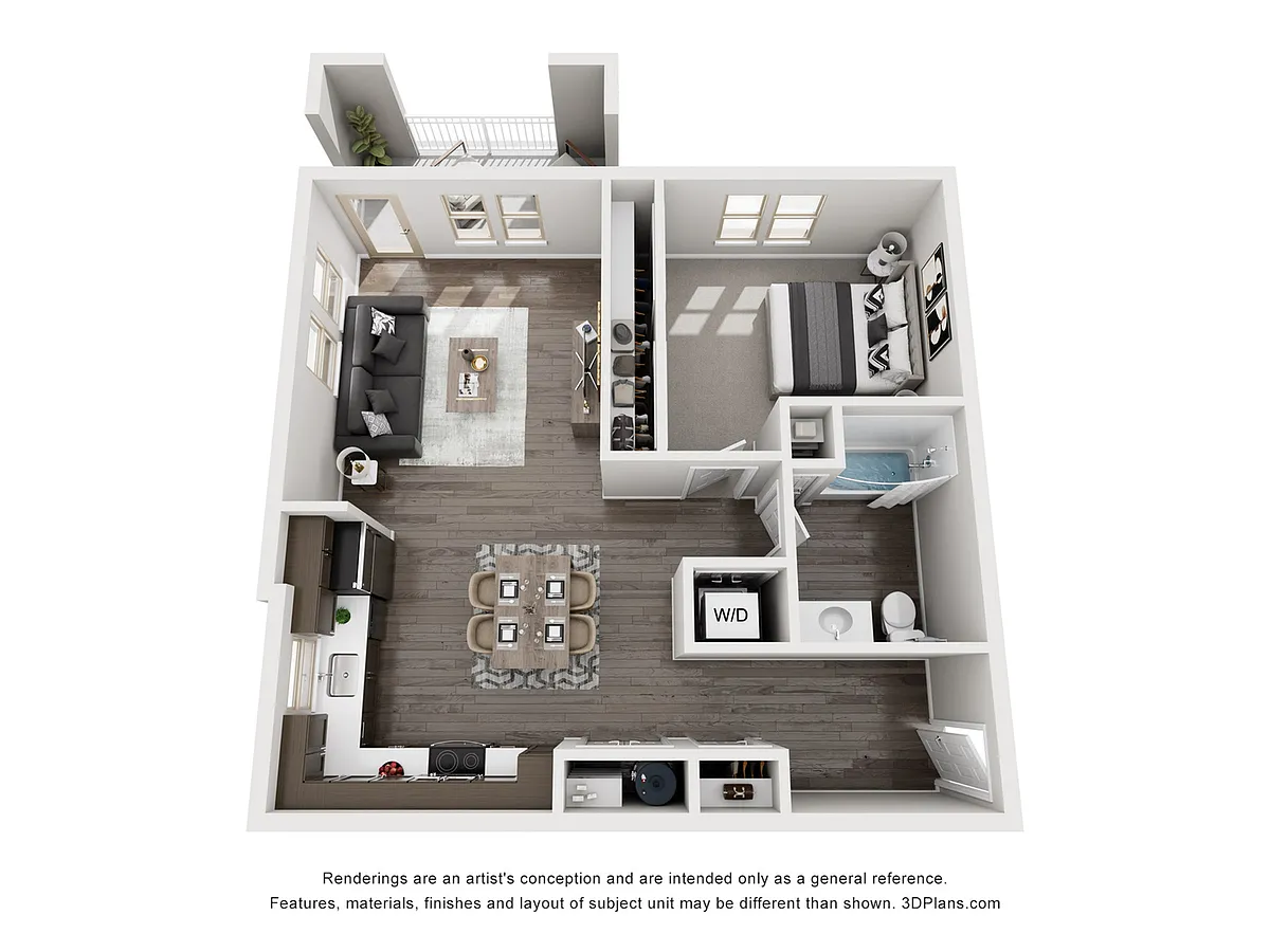 Floor plan 1 Bedroom 1 Bath - C