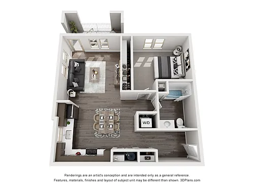 Floor plan 1 Bedroom 1 Bath - C