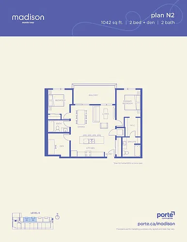Floor plan 2 Bedroom + den Penthouse