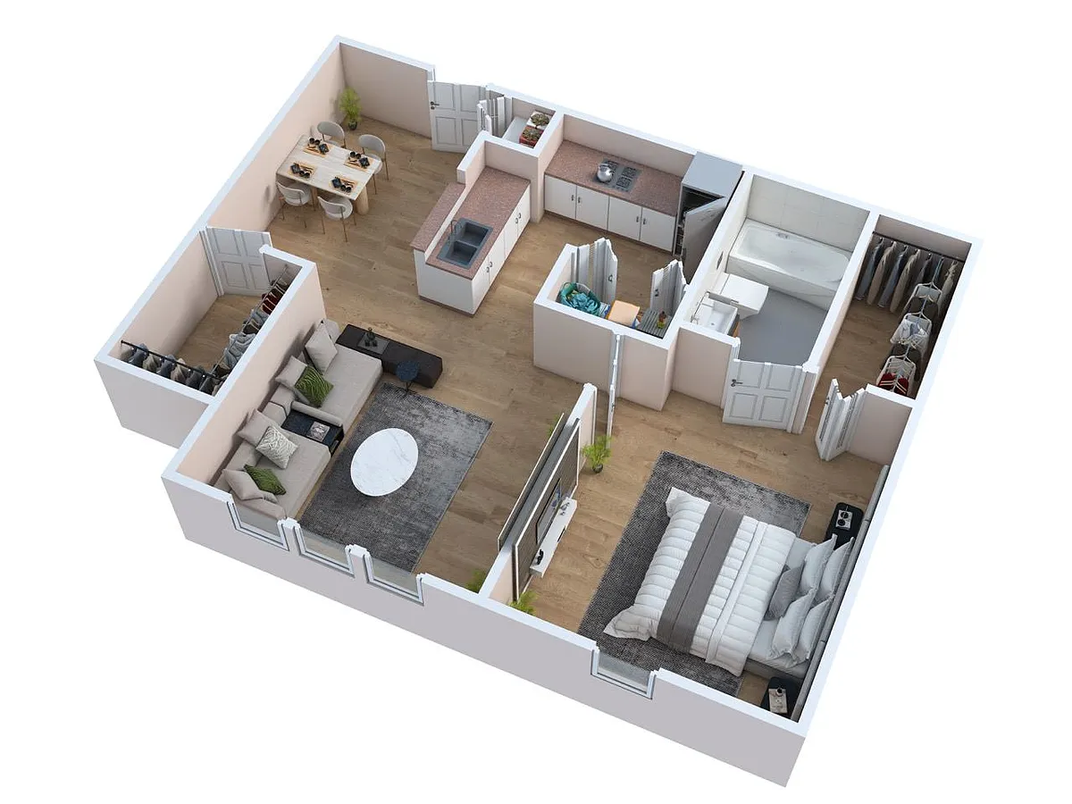 Floor plan One Bedroom/One Bath Large
