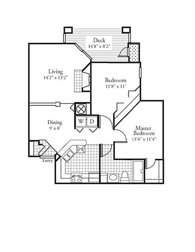 Floor plan 2 Bed 1 Bath