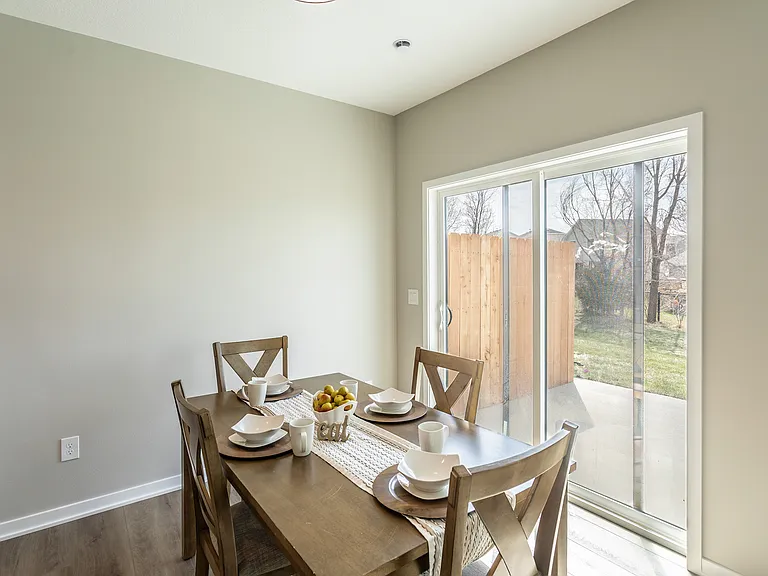 Furniture for staging purposes only, not included. Patio blinds provided prior to move in.