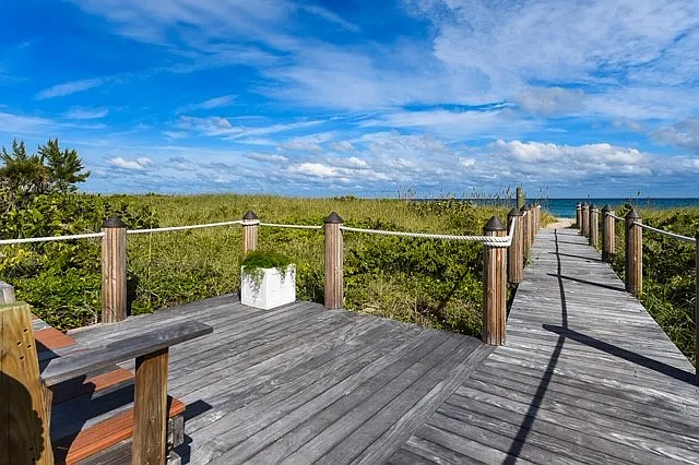 Boardwalk to Beach with Sitting Area
