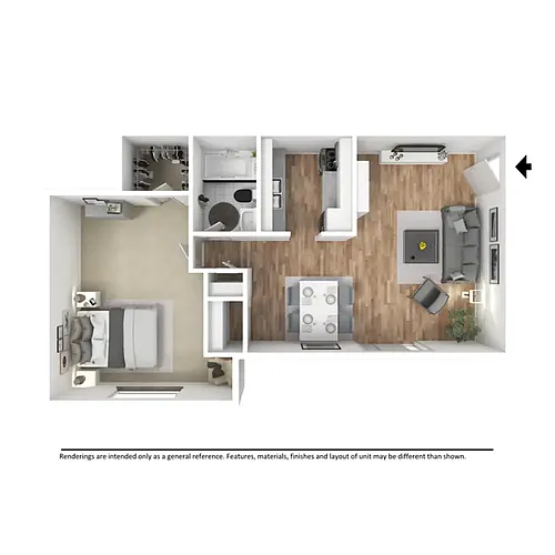 Floor plan One Bedroom One Bath
