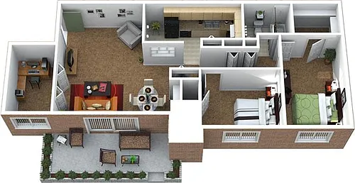 Floor plan 2Bedroom Den 1Bathroom