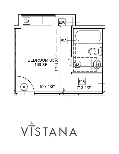 Floor plan Studio - 190 sqft