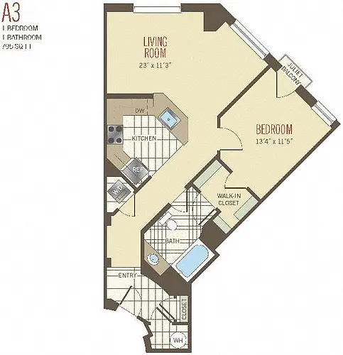 Floor plan 1 Bed - A3