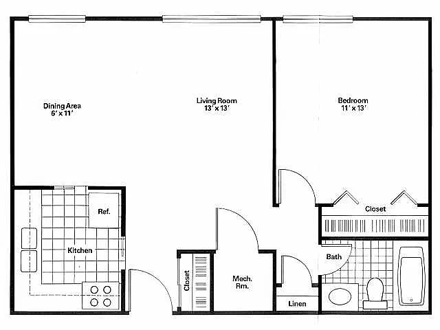 Floor plan 1 Bed 1 Bath
