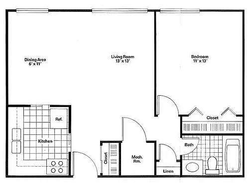 Floor plan 1 Bed 1 Bath