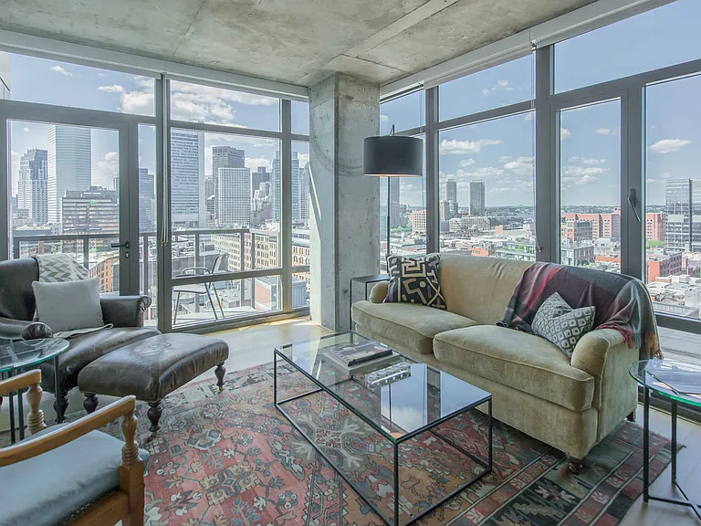 Corner Living Room with City View
