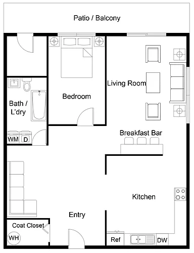 Floor plan 1 Bed 1 Bath