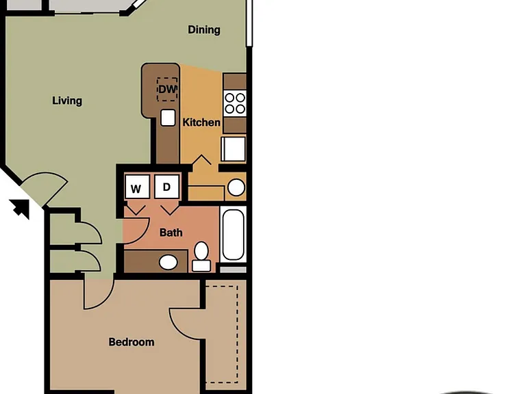 1x1 Deluxe l 733 sq ft l Floor Plan 1x1 Deluxe l 733 sq ft l Floor Plan