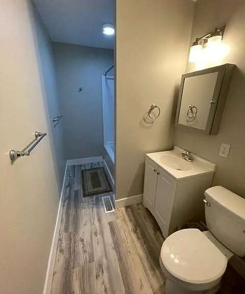 The new bathroom was recently remodeled.