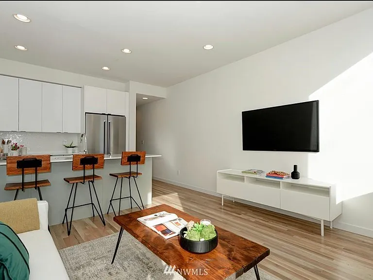 Kitchen, living, dining