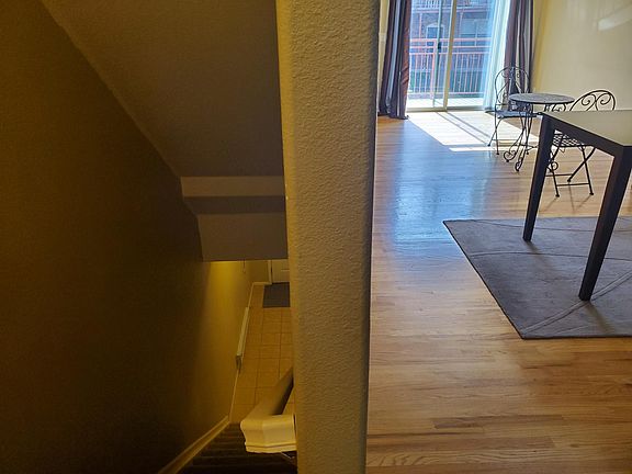 Stairs from entry and main level