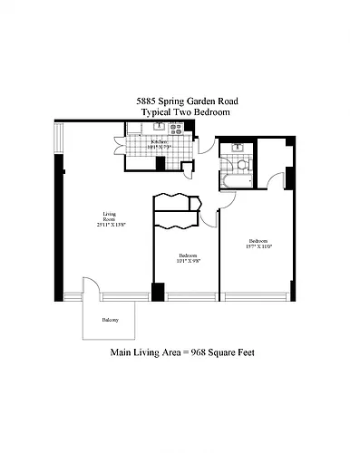 Floor plan Two Bedroom+Balcony