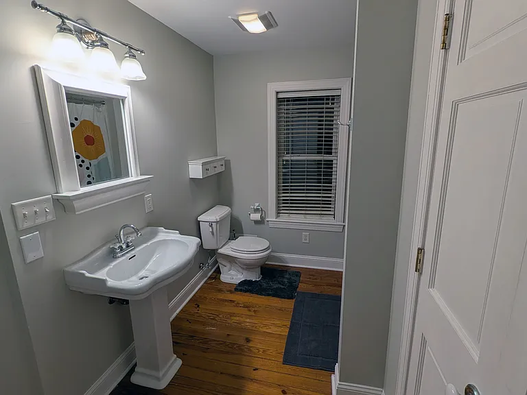 The bathroom.