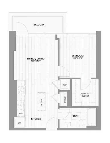 Floor plan 1 Bed/1 Bath WDU80-513