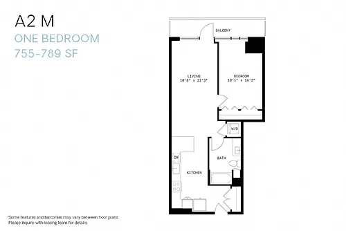 Floor plan One Bedroom A2m