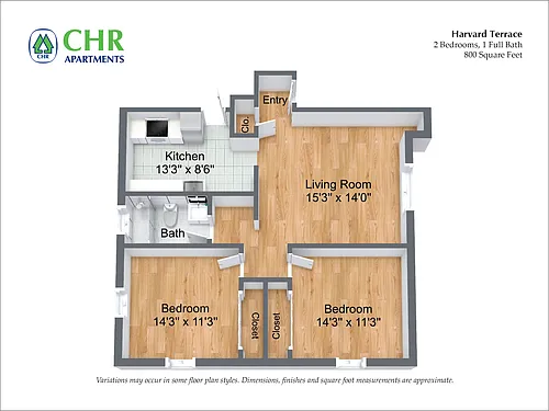 Floor plan 2 Bedroom/1 Bath