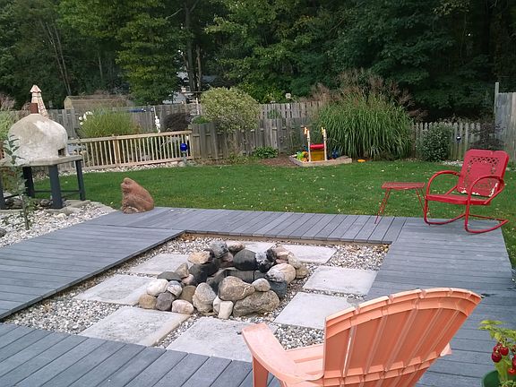 Fire pit with decking