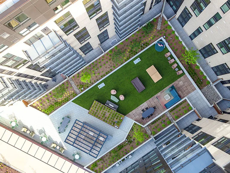 Aerial view of one of Vermeer's courtyards