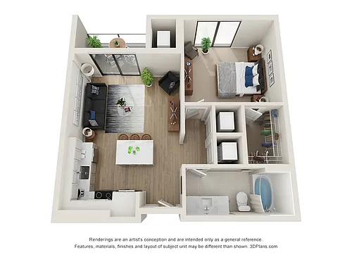 Floor plan 1 Bed/1 Bath-J
