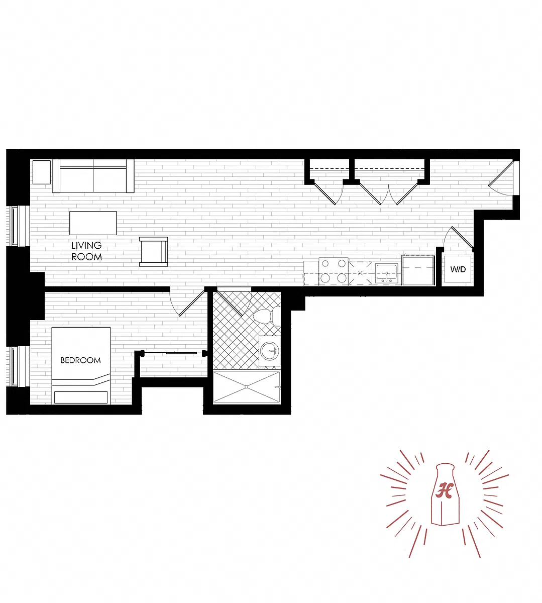 Floor plan 1 Bed | 1 Bath
