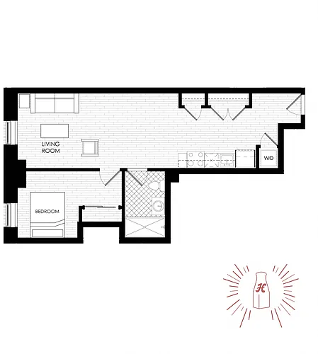 Floor plan 1 Bed | 1 Bath