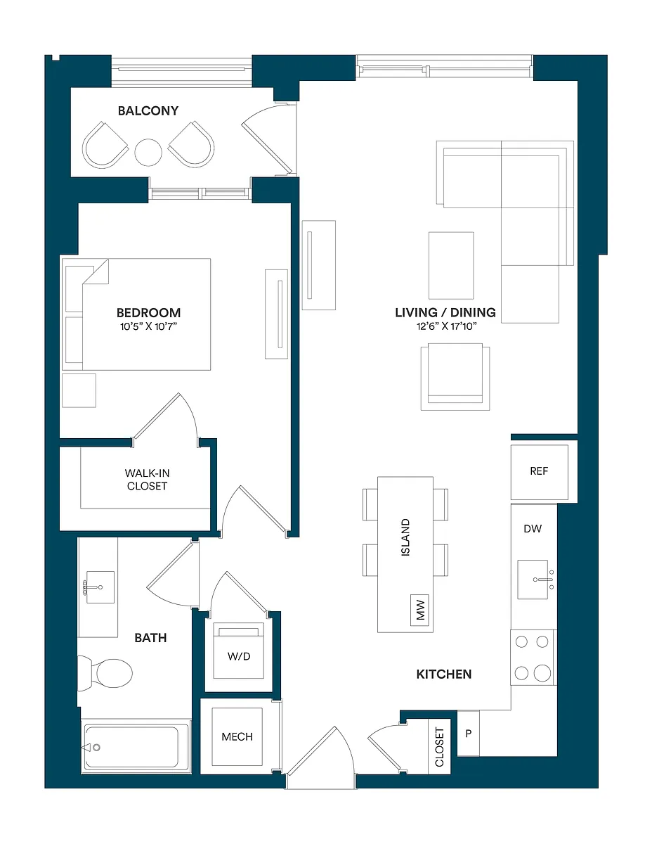 Floor plan 1 Bed/1 Bath-C TYP 01