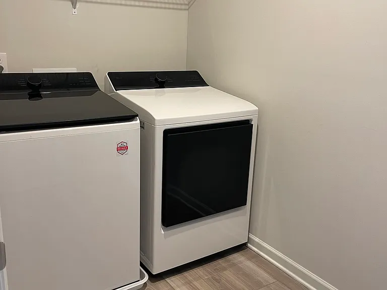 Laundry room with washer and dryer.