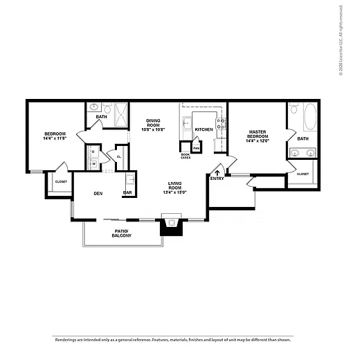Floor plan 2 bedroom 2 bath