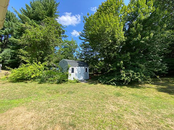 Storage shed in backyard