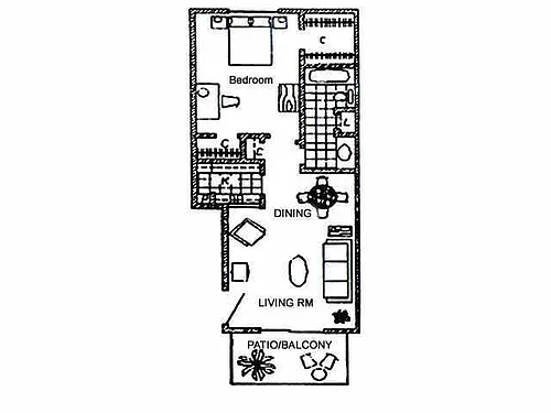 Floor plan 1 Bed 1 Bath (A)