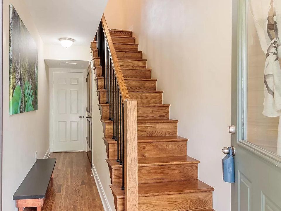 View from front door (white garage door in back)